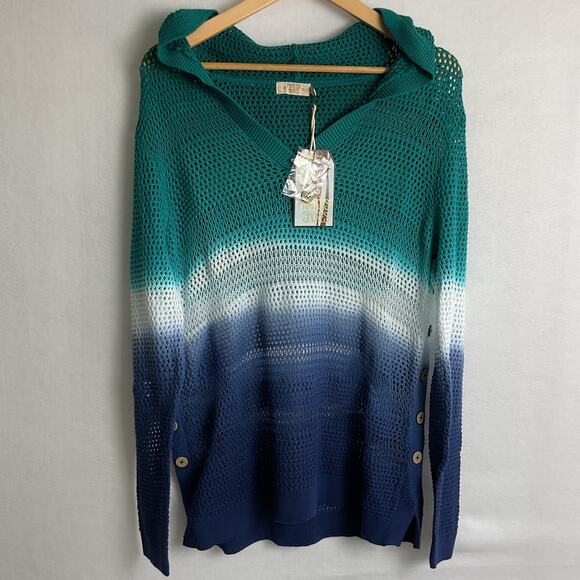 Paradise Shores Multicolor Womens Medium Hooded Beach Sweater NWT - Picture 2 of 8